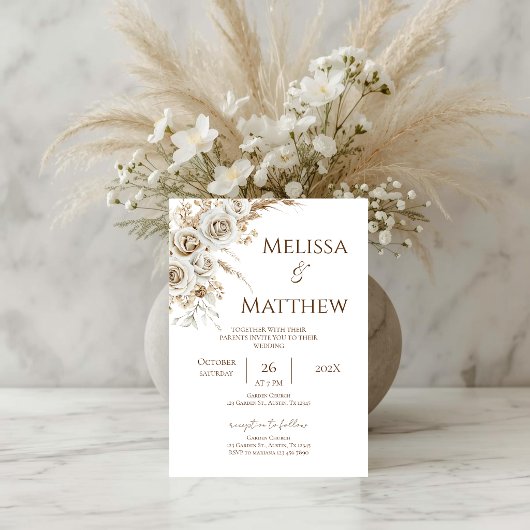 Boho Floral Wedding Invitation