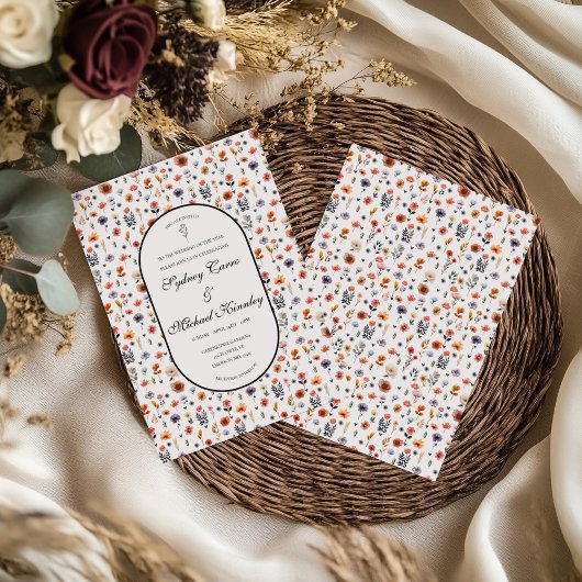 Boho Floral Wedding Invitation 