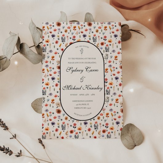 Boho Floral Wedding Invitation 
