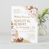 Boho Floral Wedding Invitation Kaart (Staand voorkant)