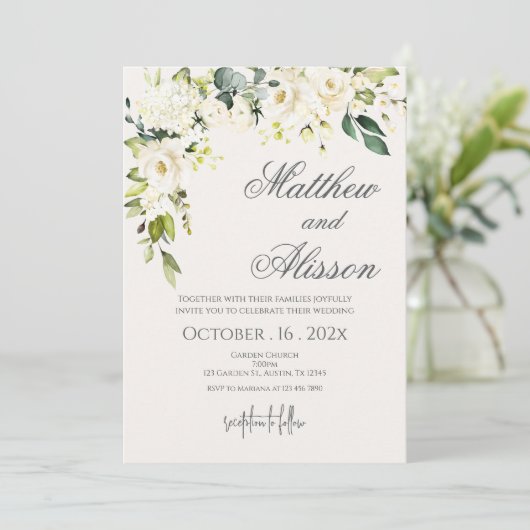 Boho Floral Wedding Invitation Kaart (Staand voorkant)