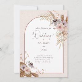 Boho Floral Wedding Invitation Kaart