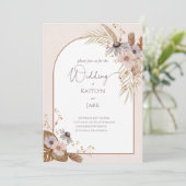 Boho Floral Wedding Invitation Kaart (Staand voorkant)
