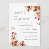 Boho Floral Wedding Invitation Kaart (Voorkant / Achterkant)