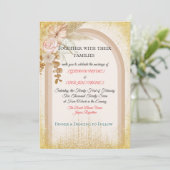 Boho Floral Wedding Invitation with Gold Sparks (Debout devant)