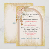 Boho Floral Wedding Invitation with Gold Sparks (Devant / Derrière)
