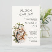 Boho floral wedding invitation with rings (Debout devant)