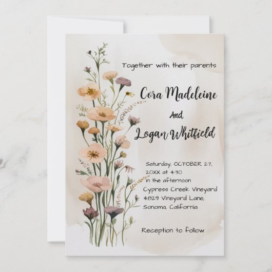 Boho Floral Wedding Kaart (Voorkant)