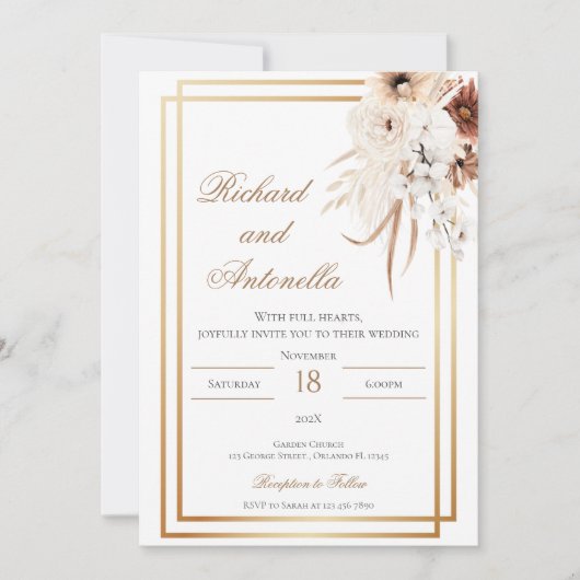 Boho Floral Wedding Kaart (Voorkant)