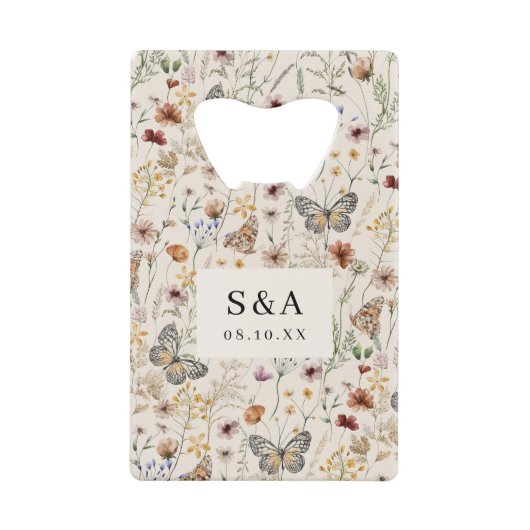 Boho Floral Wedding Kredietkaart Flessenopener (Voorkant)