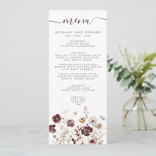 Boho Floral Wedding Menu (Staand voorkant)