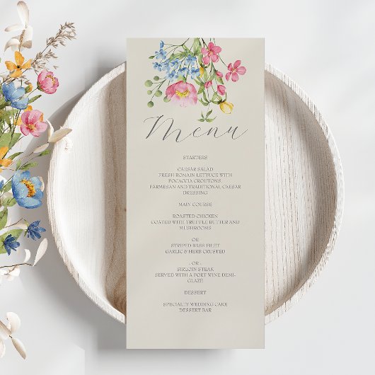 Boho Floral Wedding Menu Kaart
