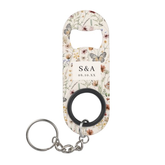 Boho Floral Wedding Mini Flessenopener (Voorkant)