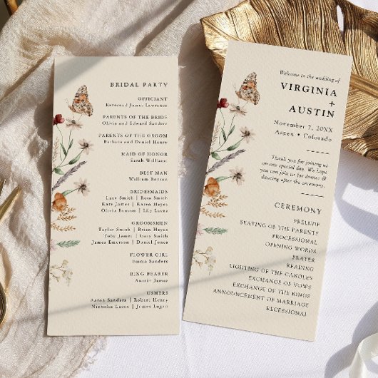 Boho Floral Wedding Programma