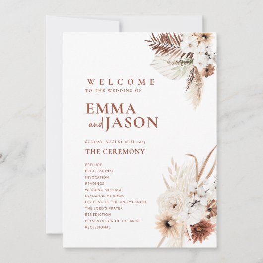 Boho Floral Wedding Programme (Devant)