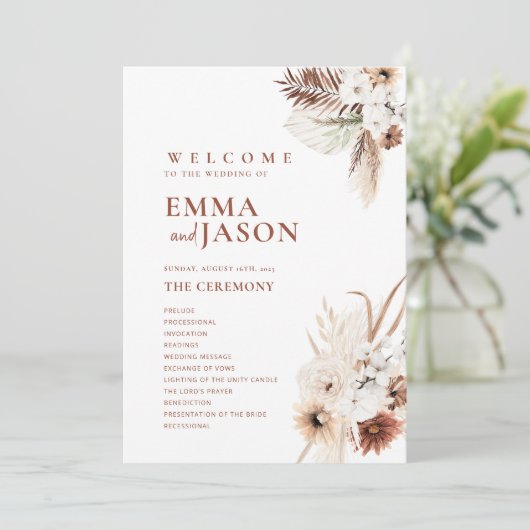 Boho Floral Wedding Programme (Debout devant)