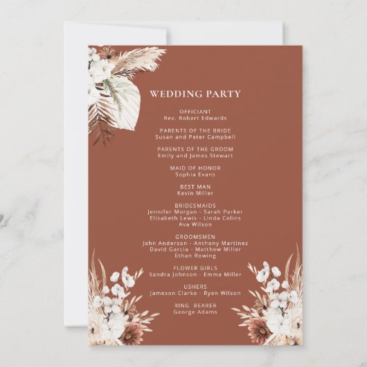 Boho Floral Wedding Programme (Dos)