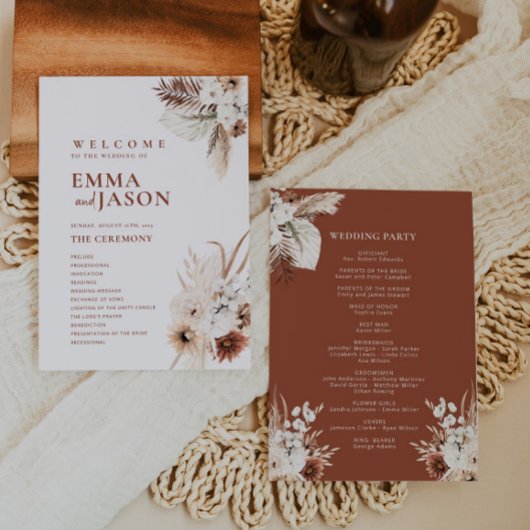 Boho Floral Wedding Programme
