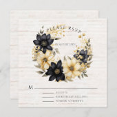 Boho Floral Wedding RSVP Flat Kaart (Voorkant / Achterkant)