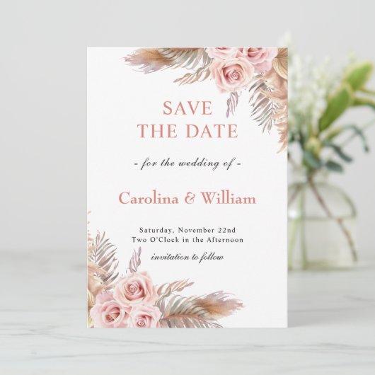 Boho Floral Wedding Save The Date (Staand voorkant)