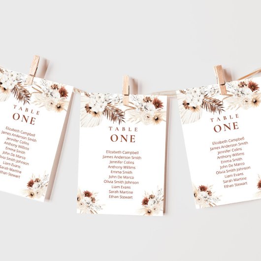 Boho Floral Wedding Seating Charts Card Kaart