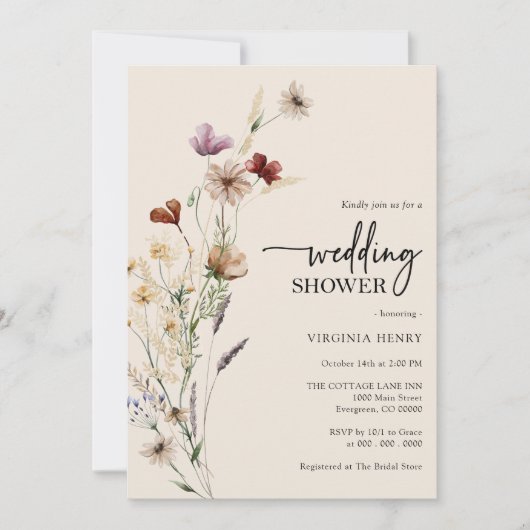 Boho Floral Wedding Shower Kaart (Voorkant)