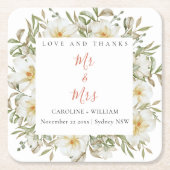 Boho Floral Wedding Vierkante Kartonnen Onderzetter (Voorkant)