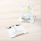 Boho Floral Wedding Vierkante Kartonnen Onderzetter (Insitu)