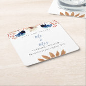 Boho Floral Wedding Vierkante Kartonnen Onderzetter (Schuin)