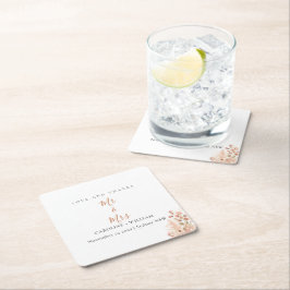 Boho Floral Wedding Vierkante Kartonnen Onderzetter