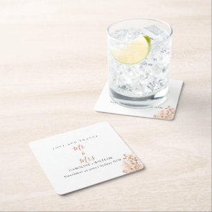 Boho Floral Wedding Vierkante Kartonnen Onderzetter