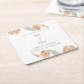 Boho Floral Wedding Vierkante Kartonnen Onderzetter (Schuin)