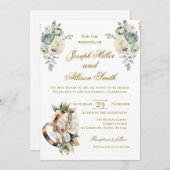 Boho floral wedding with rings kaart (Voorkant / Achterkant)