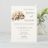 Boho floral wedding with rings kaart (Staand voorkant)