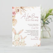 Boho Floral White Bunny Baby shower Invitation (Debout devant)
