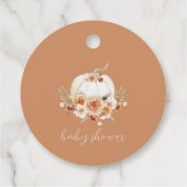 Boho Floral White Pumpkin Baby shower Favor Tags Bedankjes Labels (Achterkant)