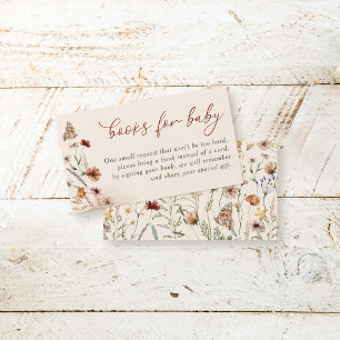 Boho Floral Wildflower Baby shower Boeken voor Bab Informatiekaartje