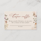 Boho Floral Wildflower Baby shower Luier Raffle Informatiekaartje (Voorkant)