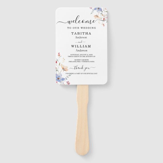 Boho Floral wildflower wedding Invitation Handwaaier (Voorkant)