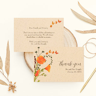 Boho Floral Wildflowers Wedding Dank u kaarten