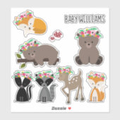 Boho Floral Woodland Animals Baby Sticker (Vel)