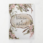 Boho Floral Woodland Bruiloft Tri-Fold uitnodiging (Cover)