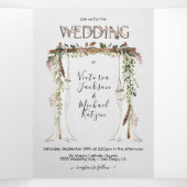 Boho Floral Woodland Mariage Tri-Fold Invitation (Intérieur au milieu)