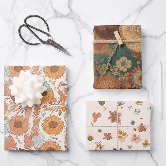 Boho Floral wrapping Paper Sheets (Voorkant)