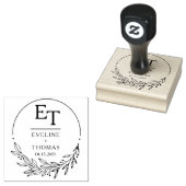 Boho floral wreater monogram aangepast bruiloft lo rubberstempel (Gestempeld)