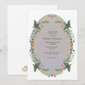 Boho Floral Wreath Baby Shower Kaart (Voorkant / Achterkant)