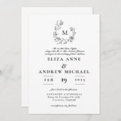 Boho Floral Wreath Monogram Custom Wedding Kaart (Voorkant / Achterkant)