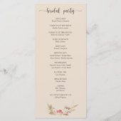 Boho Floral Wreath Script Mariage Flat Programme (Dos)