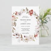 Boho Floral Wreath Wedding Kaart (Staand voorkant)