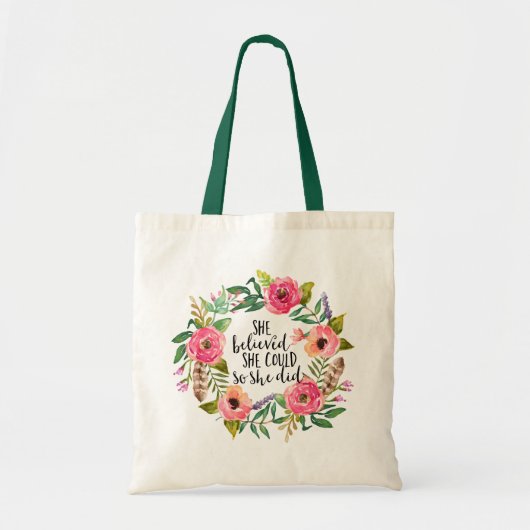 Boho floral Ze geloofde dat ze kon, dus deed ze da Tote Bag (Voorkant)